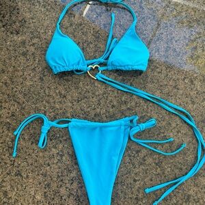 Turquoise Bikini with Heart Detail